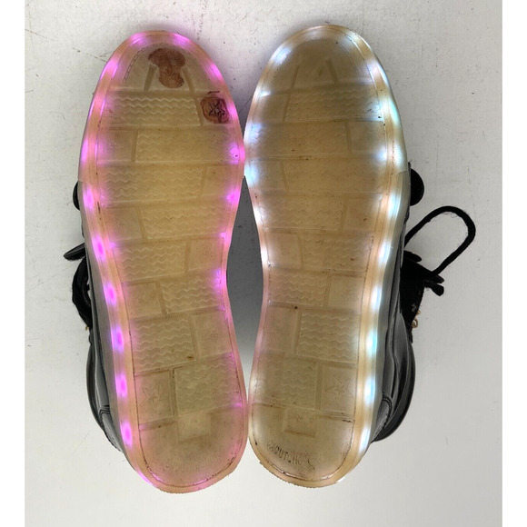 High Top LED Light Up Shoes Black Gold Sneakers Glow Sole Unisex Size 39 - Picture 6 of 15